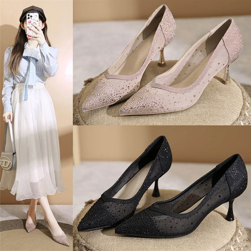 Platform Mule Heel - Slip-On Yüksek Topuklu Sandaletler - Kristal