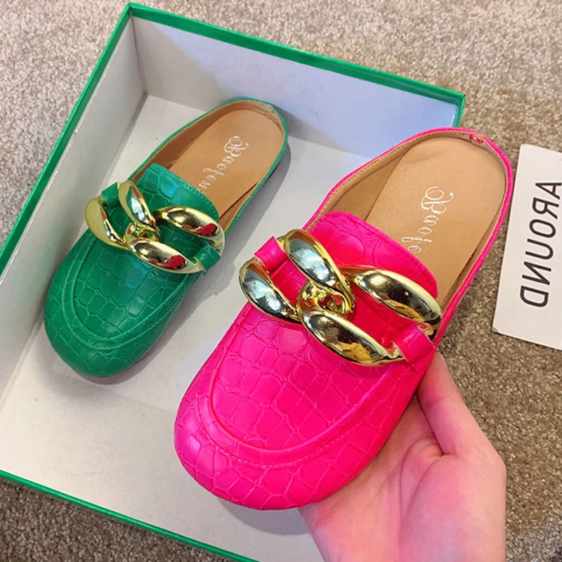 Gold Chain Sandal - Moda Kadın Terlik Artı Boyutu Altın