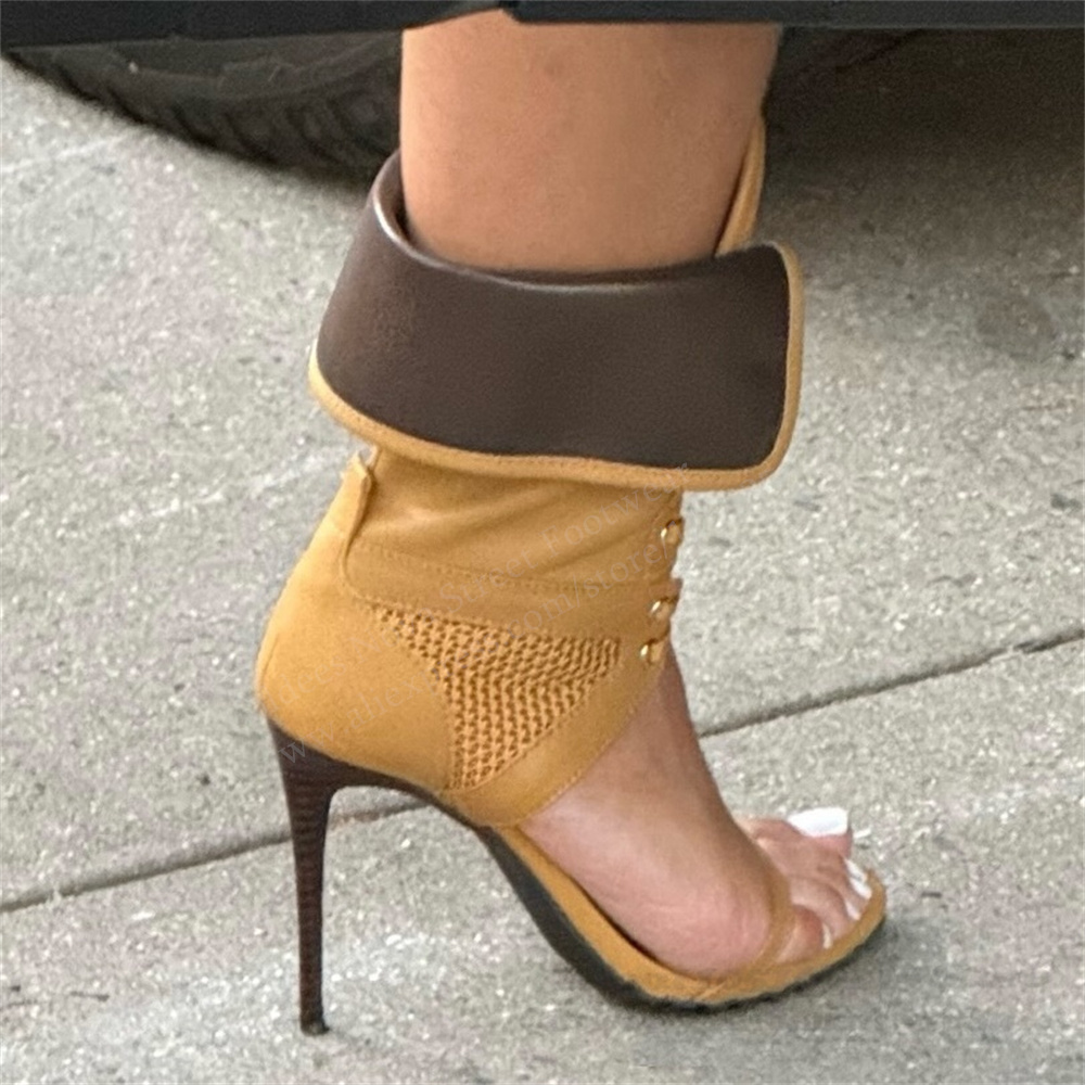 Platform Mule Heel - Kadınlar İçin Açık Burunlu Stiletto Bağcıklı