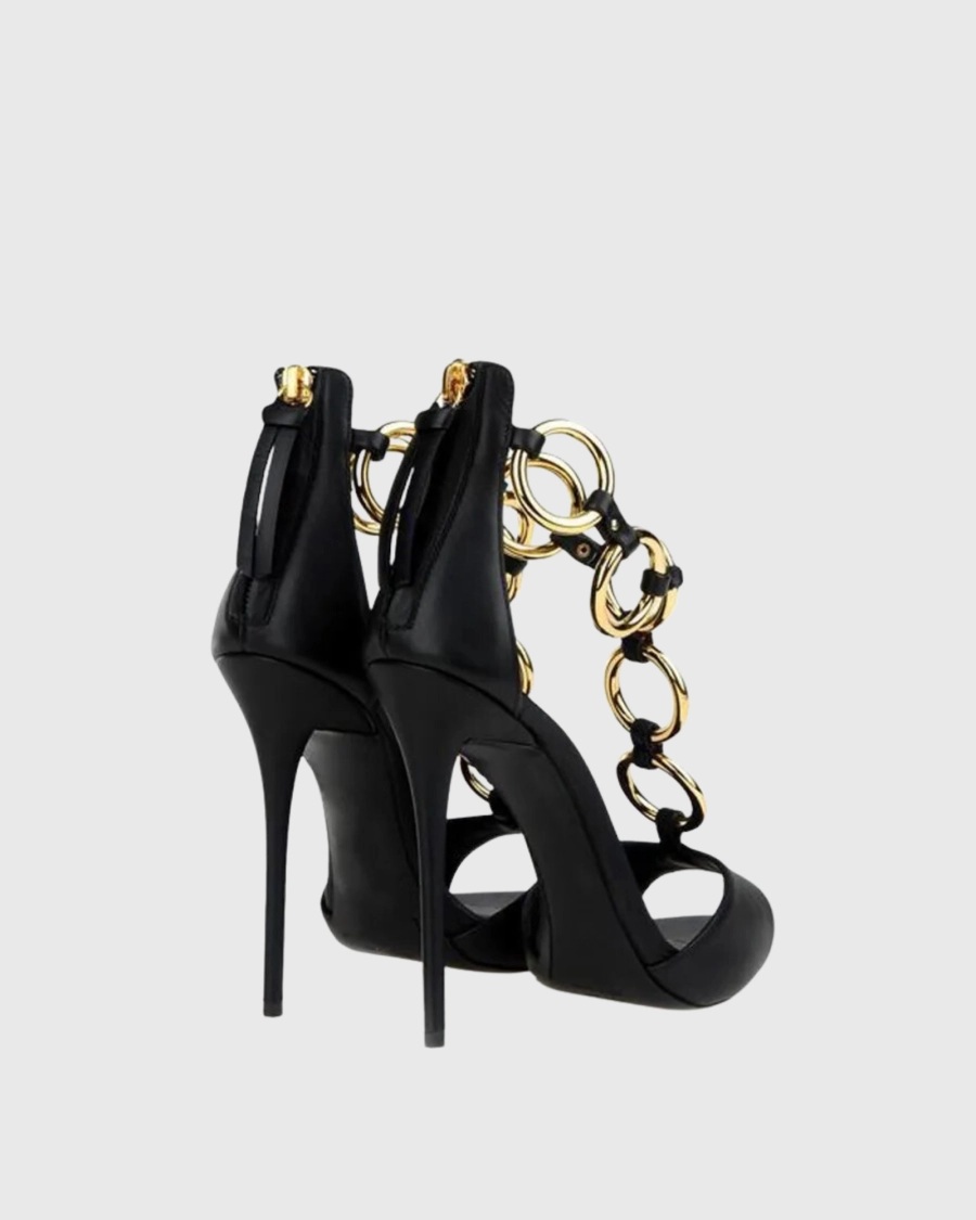 Kadın Siyah Deri Altın Zincir  - Gold Chain Sandal incelemesi ve fiyatı