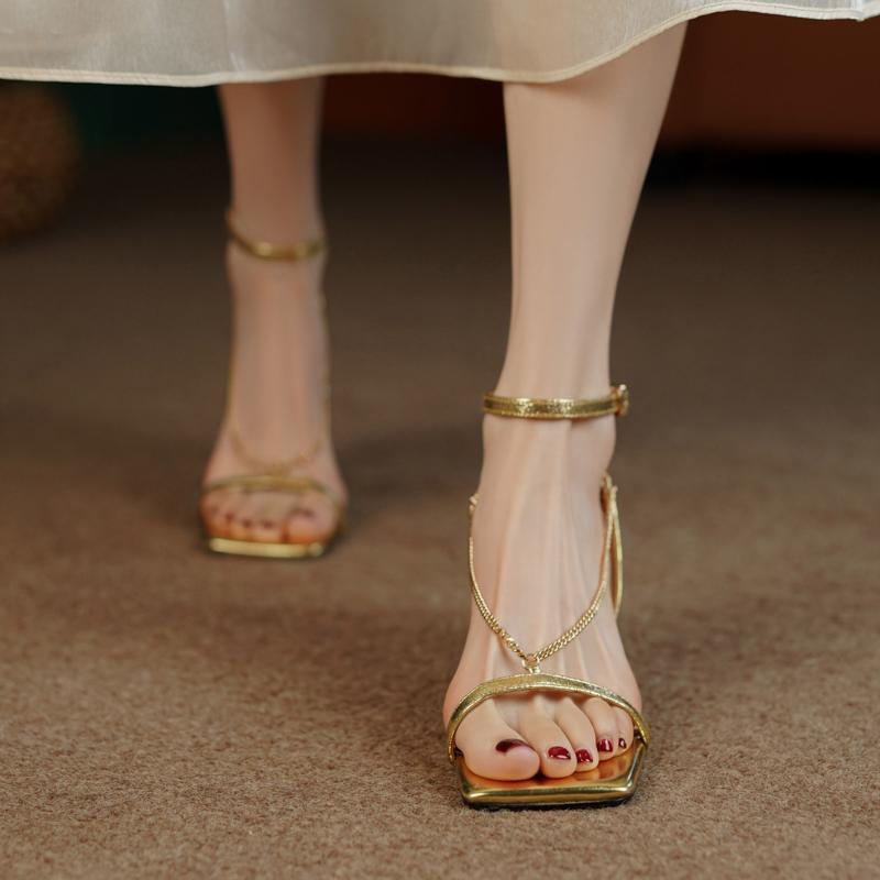Altın kadın moda sandalet, açı - Gold Chain Sandal incelemesi ve fiyatı