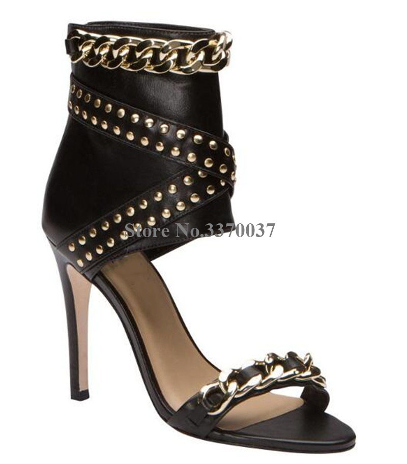 Batı Moda Kadın Burnu açık Alt - Gold Chain Sandal incelemesi ve fiyatı
