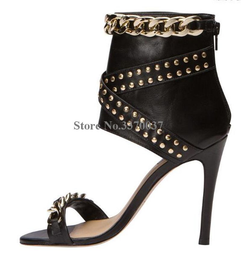 Batı Moda Kadın Burnu açık Alt - Gold Chain Sandal incelemesi ve fiyatı