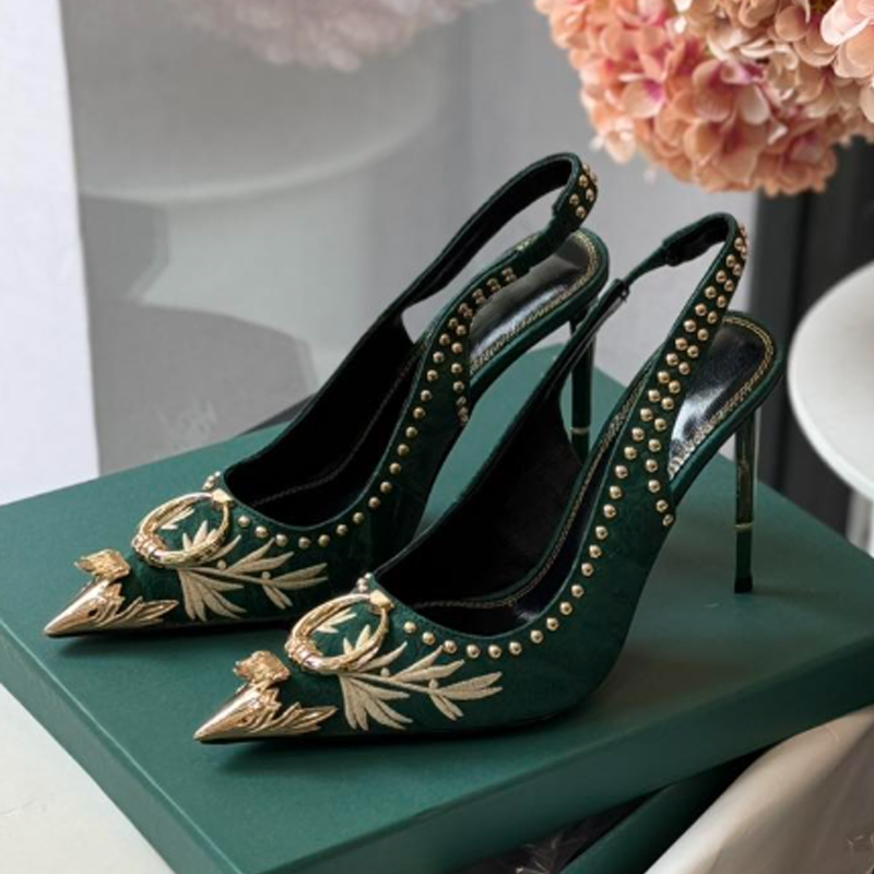 Koyu Yeşil İşlemeli Sivri Buru - Gladiator Sandal Women incelemesi ve fiyatı